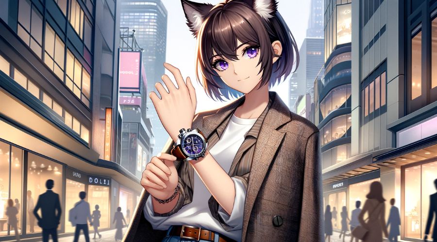 高級時計を身に付けた、スタイリッシュな女性