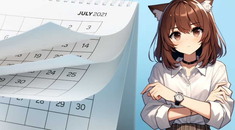 カレンダーをめくっている女性